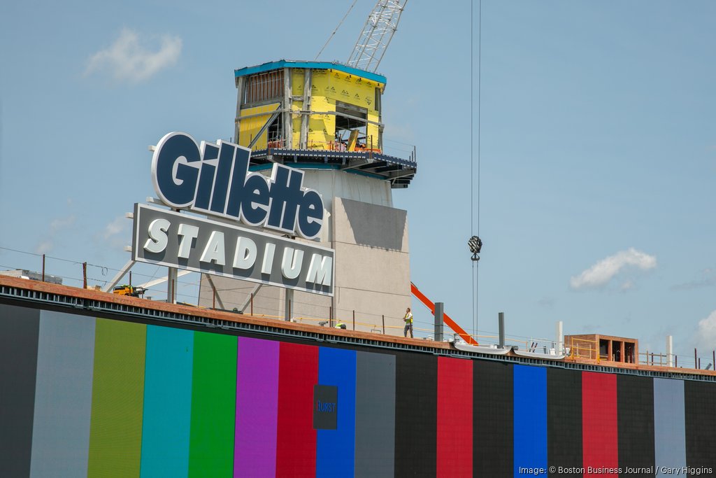 Gillette Stadium's new towering north end zone lighthouse shines above  major new entrance, gigantic video board and enhanced F&B options