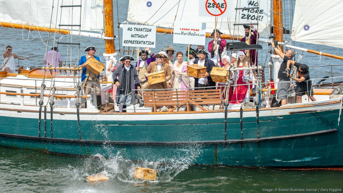 MariMed stages Boston Tea Party reenactment to protest cannabis tax ...