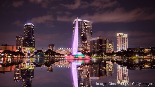 Lake Eola view by night in Orlando Florida