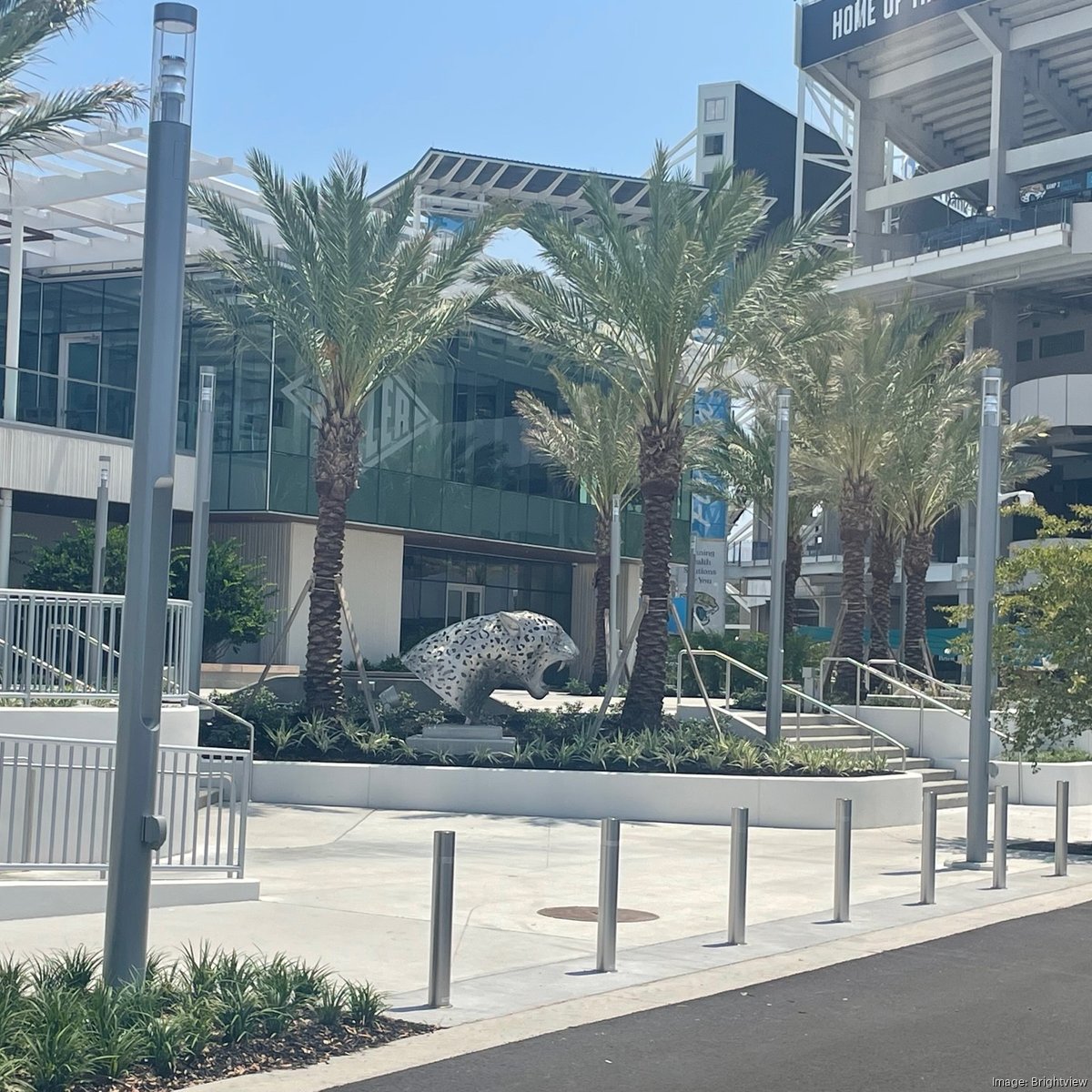 Large Jacksonville Jaguars logo installed at Miller Electric Center