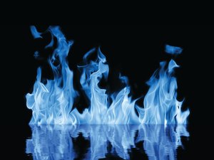 Blue flames on water