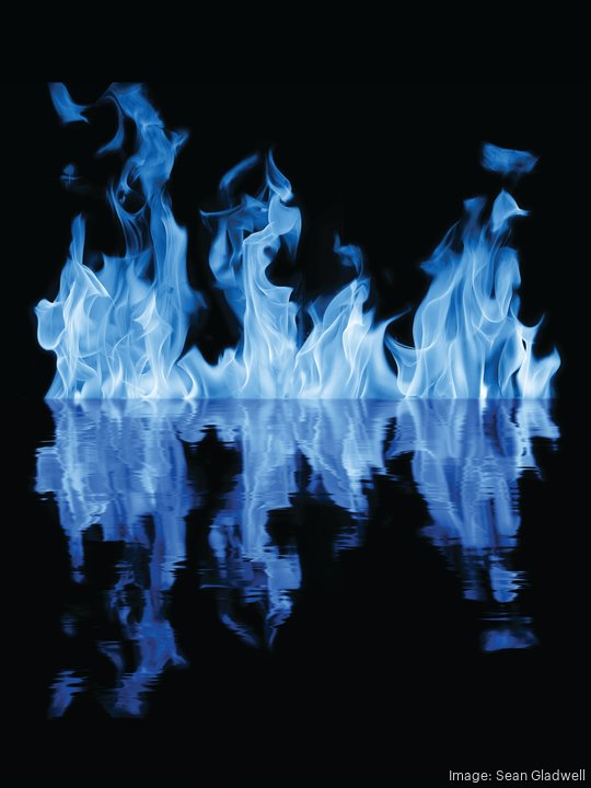 Blue flames on water