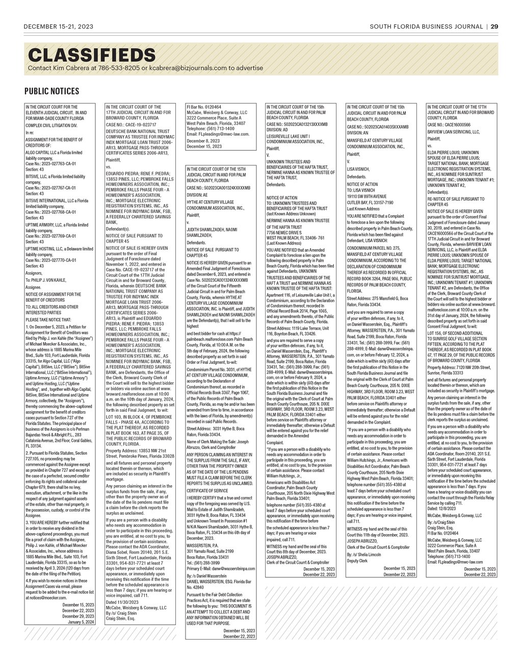 South Florida Business Journal Classifieds 7.12.24