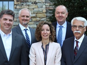 Caption: The Reliant Glycosciences founders; from left, front; Matt Renfrow, Dr. Dana Rizk, Dr. Bruce Julian; from left, back; Will Placzek, Jan Novak; Credit: Tatum Street