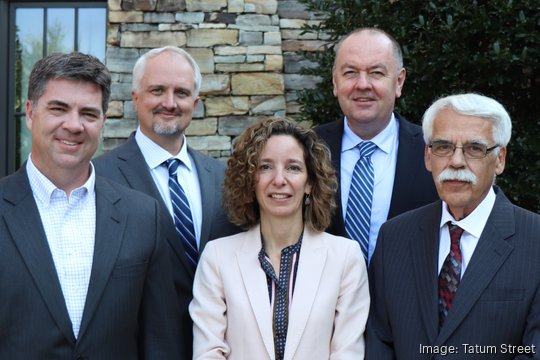 Caption: The Reliant Glycosciences founders; from left, front; Matt Renfrow, Dr. Dana Rizk, Dr. Bruce Julian; from left, back; Will Placzek, Jan Novak; Credit: Tatum Street