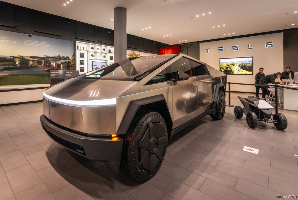 Tesla Cybertruck on display at Tesla's Santana Row showroom - Silicon Valley Business Journal