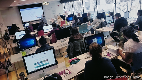 A 2020 Tech Goes Homes instructor training workshop at the Boston Public Library.