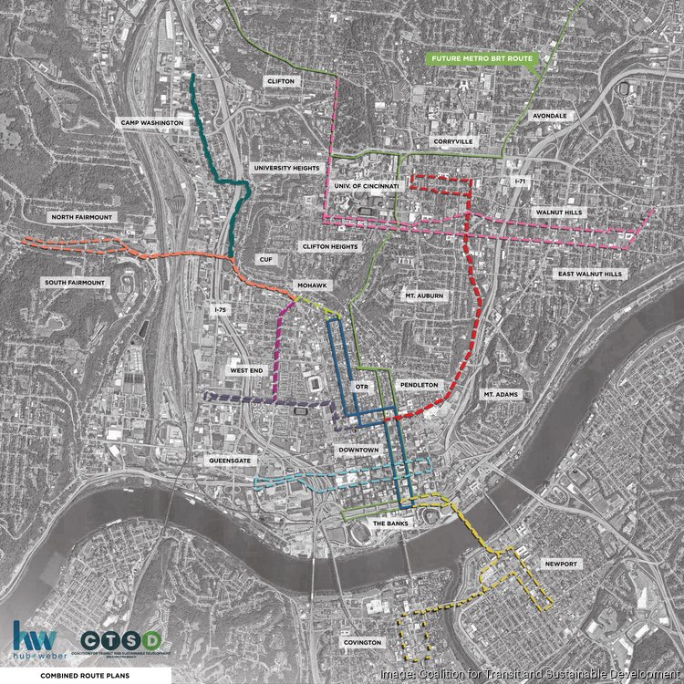 Cincinnati streetcar extension: Backers release 9 potential routes ...