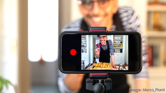 Food Vlogger Recording Live Streaming