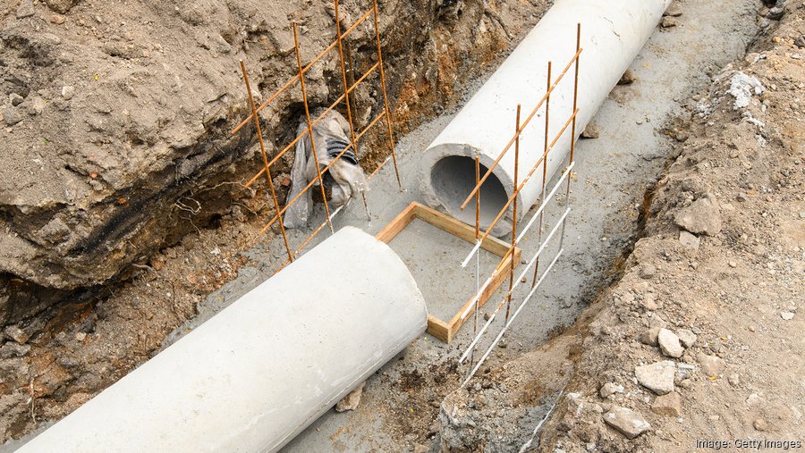 Drainage pipe on a construction site