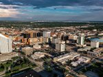 Drone aerial view of downtown Wichita Skyline