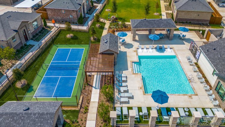 A birds-eye view of Yardly Dechman in Grand Prairie, a 142-unit rentable home community from Taylor Morrison that opened in early 2023. YARDLY