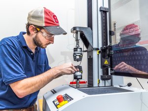 NC State student inside UA innovation center