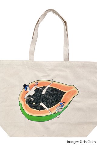 PAPAYA TIME CANVAS TOTE