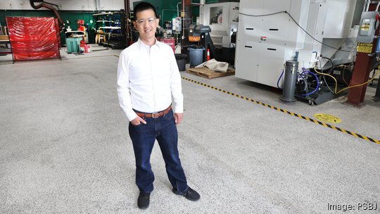 Modern Hydrogen CEO and co-founder Tony Pan is pictured in his growing company’s new headquarters in Woodinville, Washington