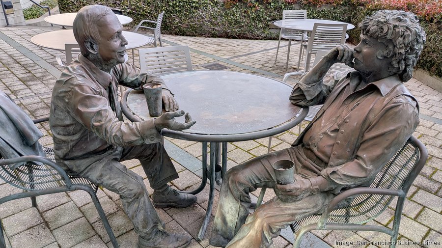 Genentech statue - Bob Swanson and Herb Boyer