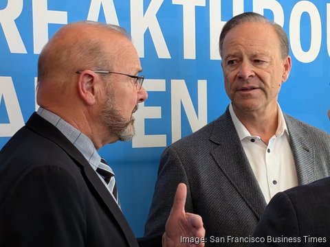 Biogen CEO Chris Viehbacher and South San Francisco Mayor Mark Addiego