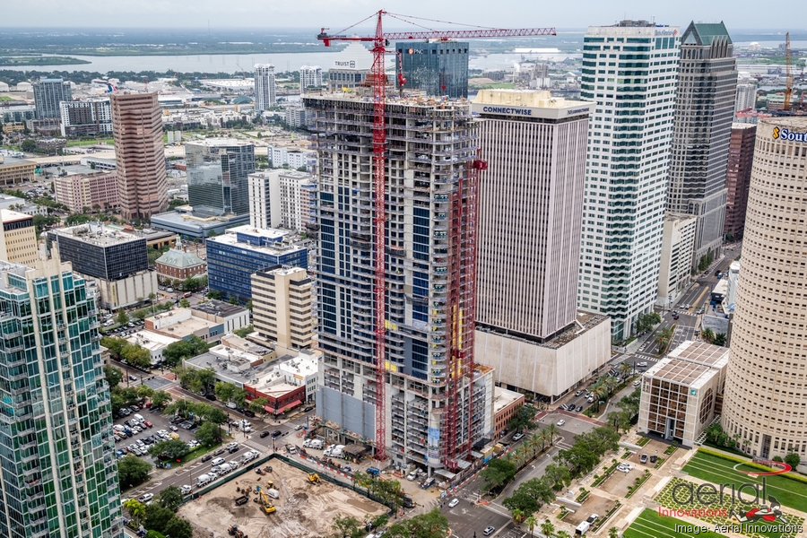 42-story luxury condo tower in downtown Tampa reaches full height