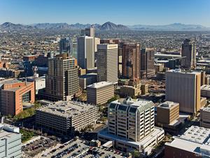 Downtown Phoenix Aerial Looking Northeast