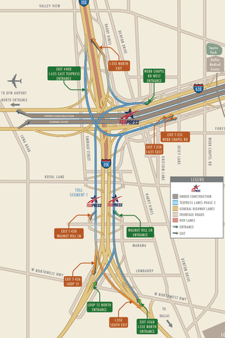 LBJ Express Map