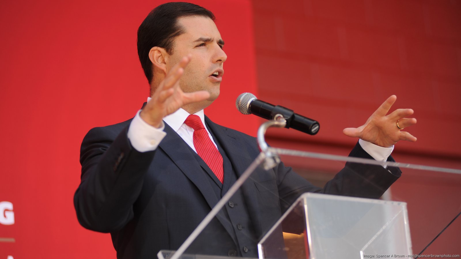 Owner Jed York of the San Francisco 49ers stands on the field