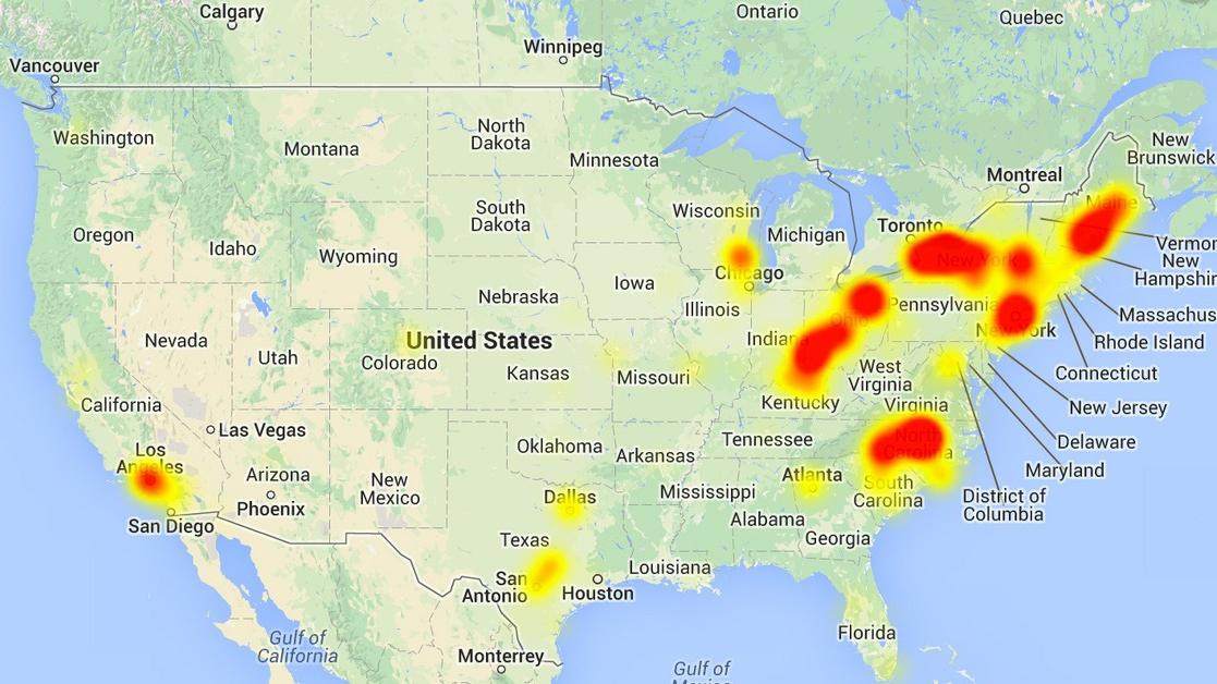 This map shows just how huge Time Warner outage was this morning