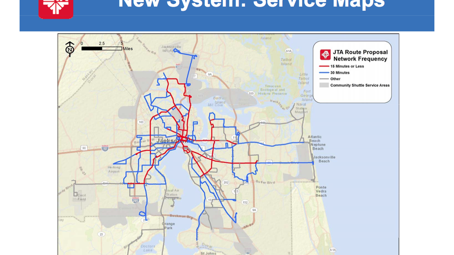 JTA proposed optimized bus routes