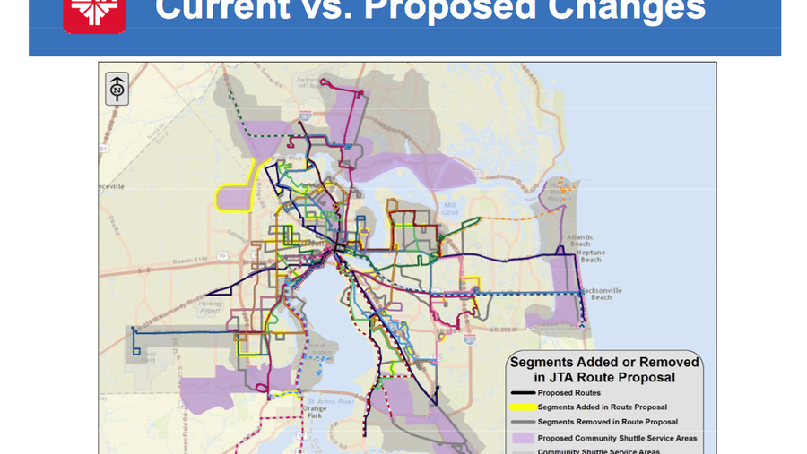 JTA proposed optimized bus routes