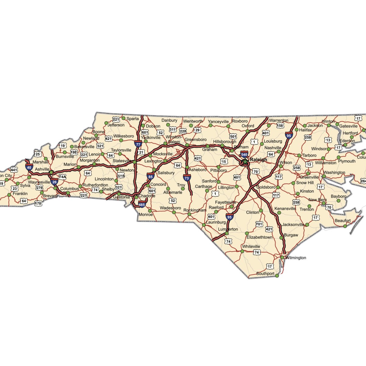 Map Of Us 64 In North Carolina