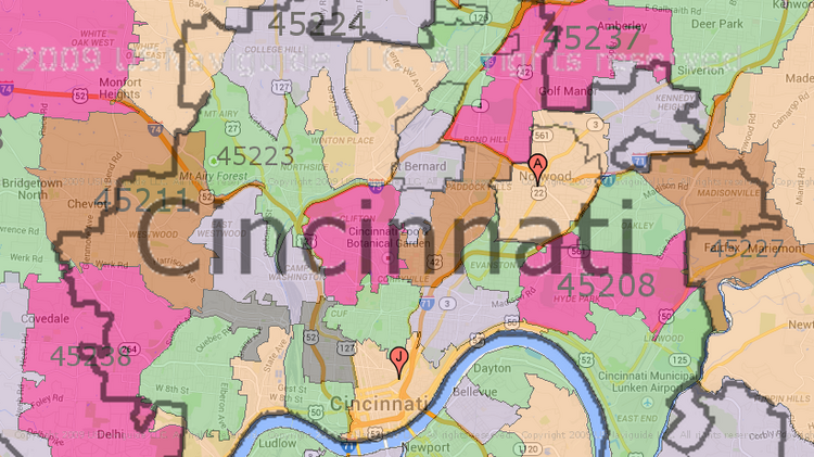 Zip Code Cincinnati Map Draw A Topographic Map   45202*750xx822 462 0 17 