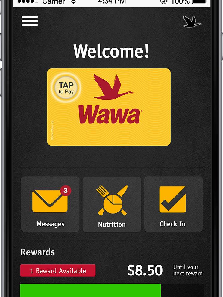 The Welcome Screen On Wawa S New Mobile App Which Allows Customers To Make Purchases And
