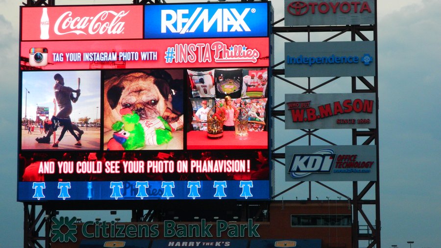 A new massive Philadelphia Phillies videoboard is revealed at