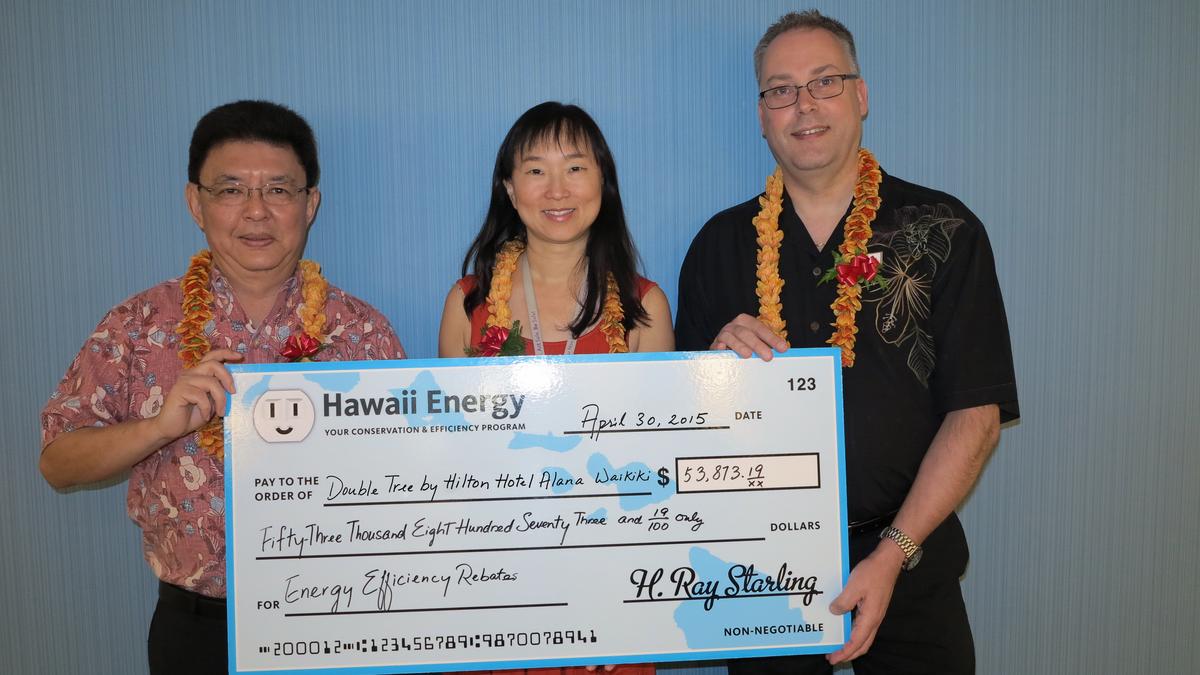 DoubleTree Waikiki receives $54k incentive check for energy-saving ...