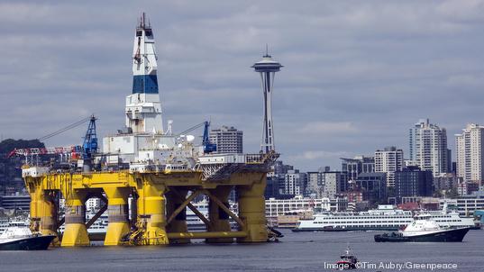 Oil Rig Shell Seattle Shell oil rig arrives in Seattle amid protests afloat and on shore ...