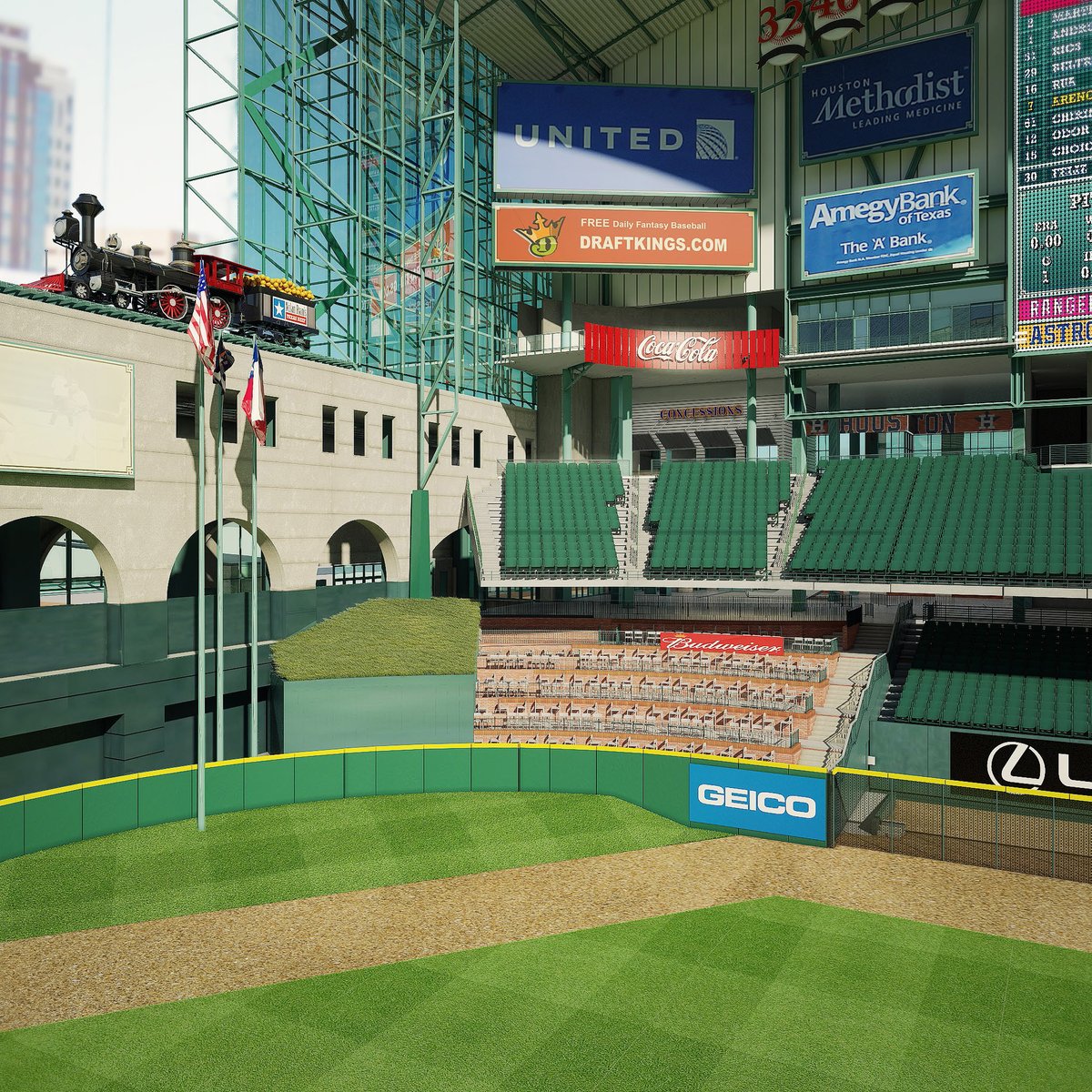 Exterior view of Minute Maid Park Houston baseball stadium for