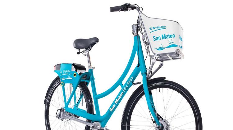 A rendering of a bicycle from San Mateo's pilot bike-sharing program, which is scheduled to launch in May 2016.