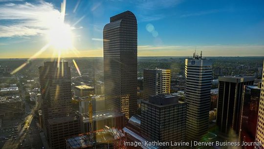 sunrise over Denver skyline