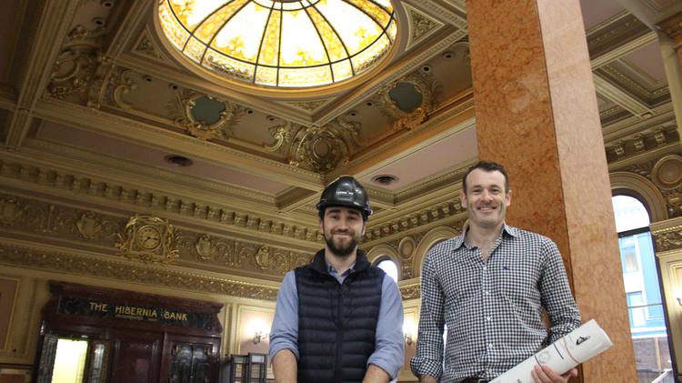 Mid Market S 123 Year Old Hibernia Bank Seeks Rebirth San Nigel Black Left Project Manager Of Landmark Construction And Seamus Naughten Managing Director