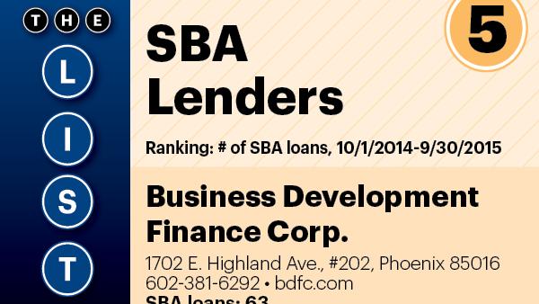 Top of the Phoenix Lists: SBA Lenders - Phoenix Business Journal
