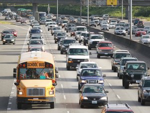 Metropolitan Seattle's heavy traffic is seen in Seattle, Wash.