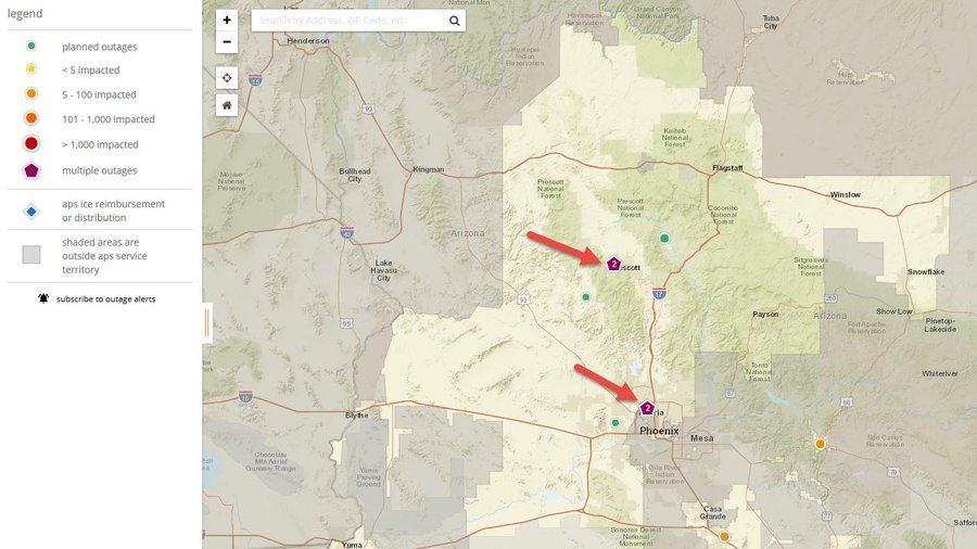 When the power goes out, APS outage map lights up with info - Phoenix ...