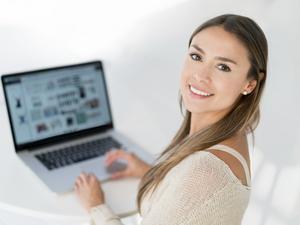 Businesswoman working online