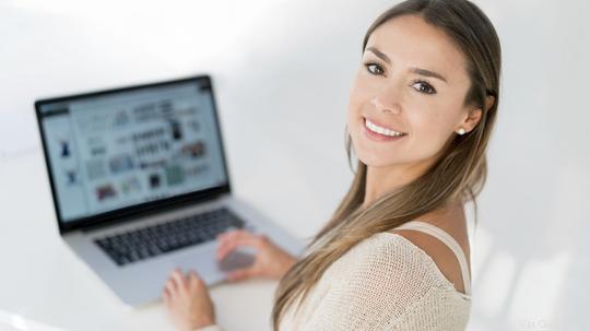 Businesswoman working online