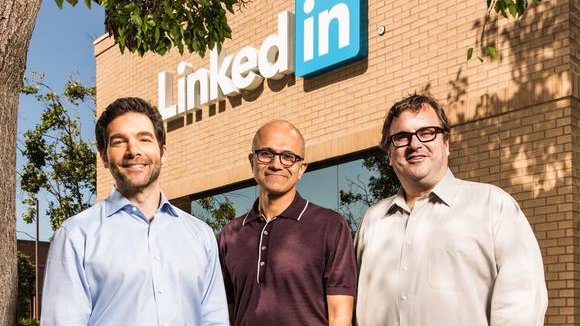 Linkedin Microsoft merger Jeff Weiner Satya Nadella Reid Hoffman