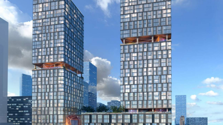 One Project Two Towers 940 Apartments Near Hq Slideshow Crescent Heights 1901 Minor Ave Project Is Shown Here From The Front Of